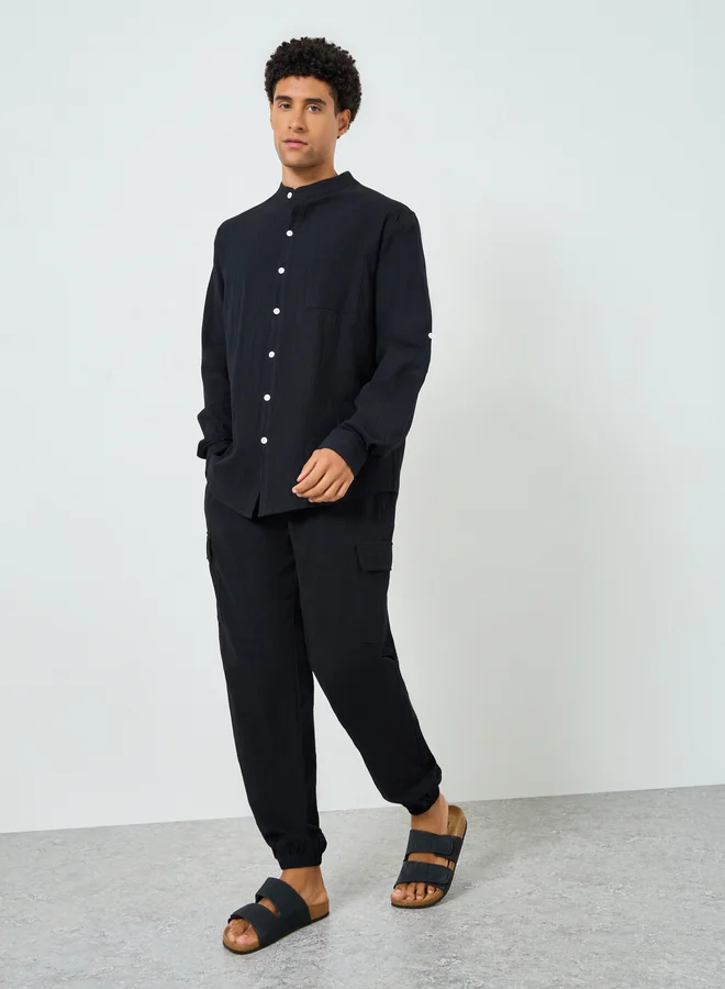 تايك تو Men Solid Pocket Detail Shirt and Pants Co-Ords